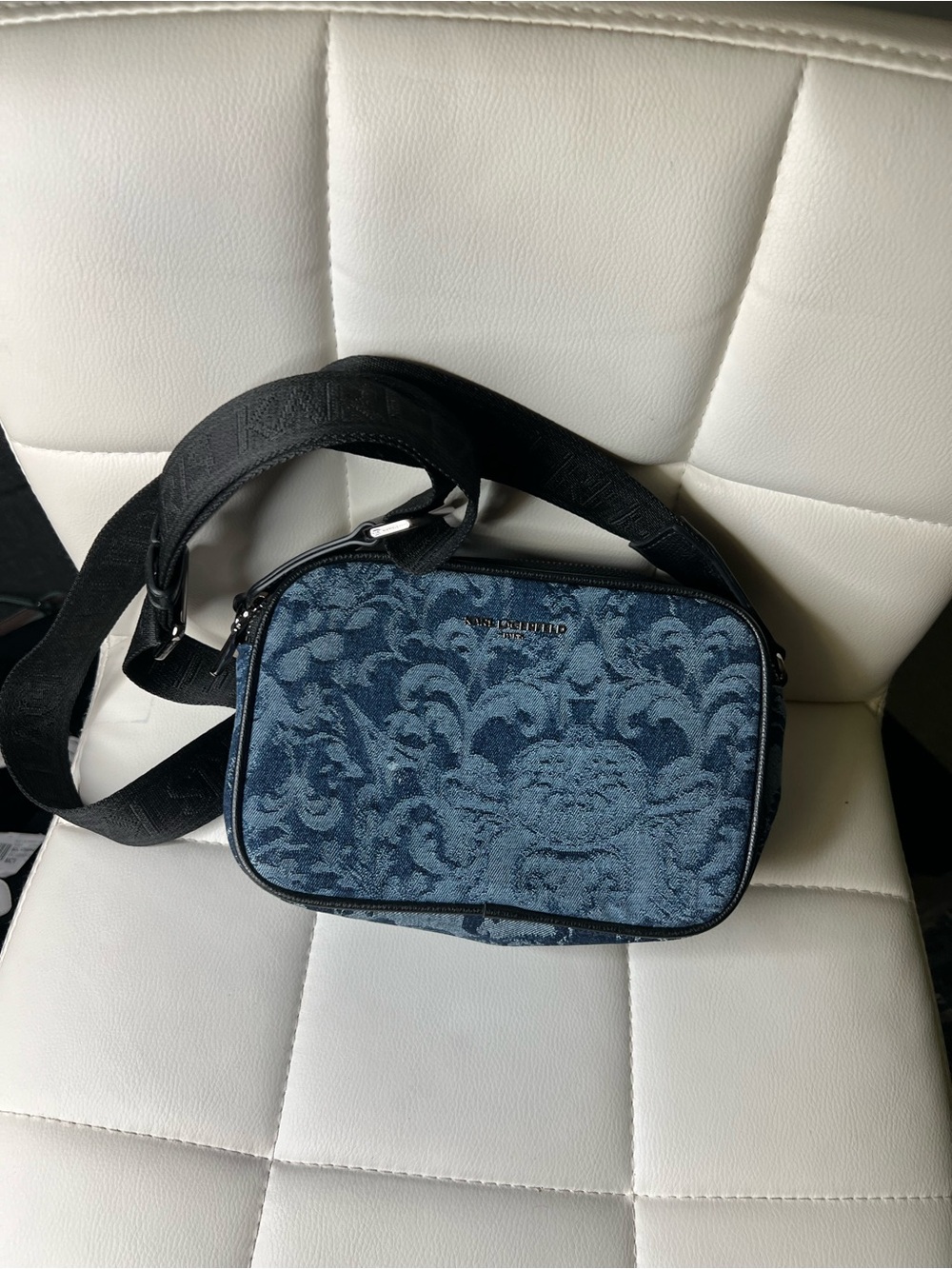Karl Lagerfeld Blue  Jean Crossbody Messenger Bag